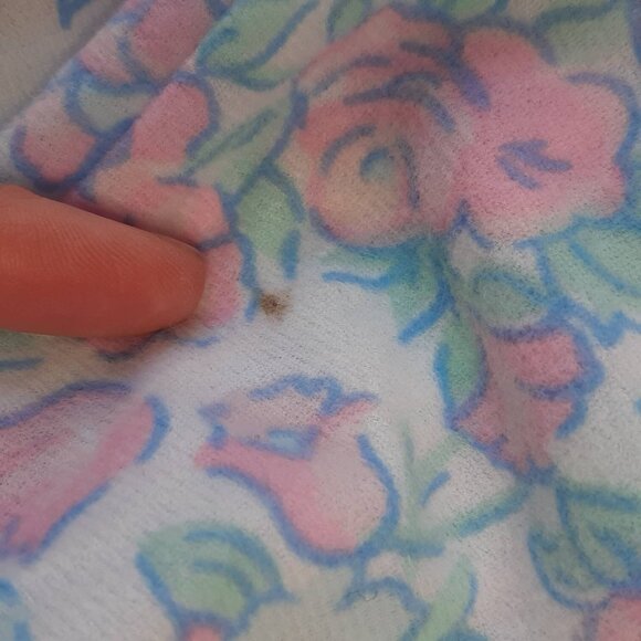 Vtg NEW Girls Flannel PJ Set Flannelette Floral Smocked Lace Pink Blue by Candle - Picture 5 of 9